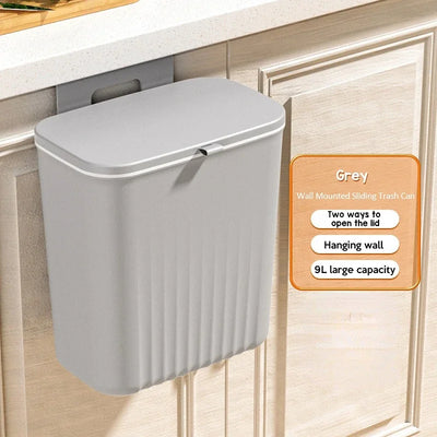 9L Wall Mounted Trash Can Kitchen Cabinet Storage Smart Bucket For Bathroom Recycling Hanging Trash Bins Kitchen Accessories