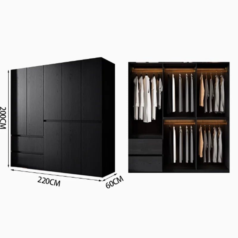 Bedroom Storage Wardrobes Sliding Clothes Black Wooden Girls Rack Cabinets Wardrobes Open Cupboard Guarda Roupa Home Furniture