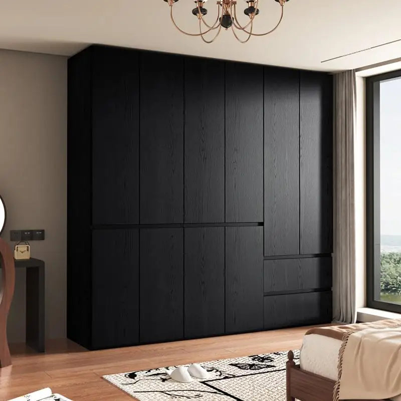 Bedroom Storage Wardrobes Sliding Clothes Black Wooden Girls Rack Cabinets Wardrobes Open Cupboard Guarda Roupa Home Furniture