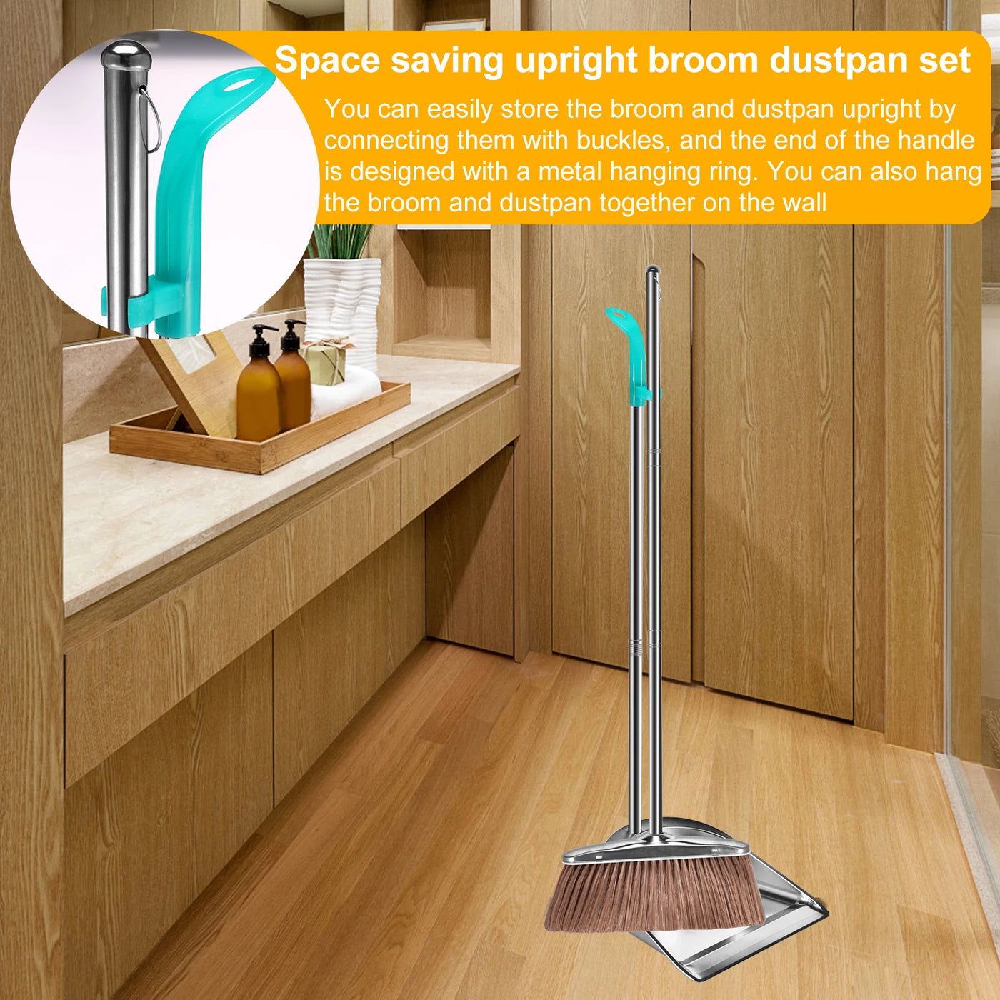 Dustpan Broom Set Household Broom Wiper Hair Sweeper Does Not Stick To Hair Stainless Steel Dustpan Home Garbage Cleaning Tools