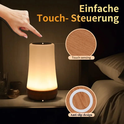 LED Touch 13 Color Remote Control Night Light USB Rechargeable Ambient Light Portable Wood Grain Touch Light Bedside Lamp