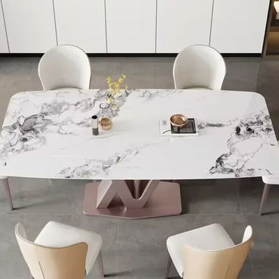 Creative Fashionable Dining Table Rectangle Rock Slab Tabletop Frame Purple Marble Dining Table Lounge Muebles Hotel Furniture