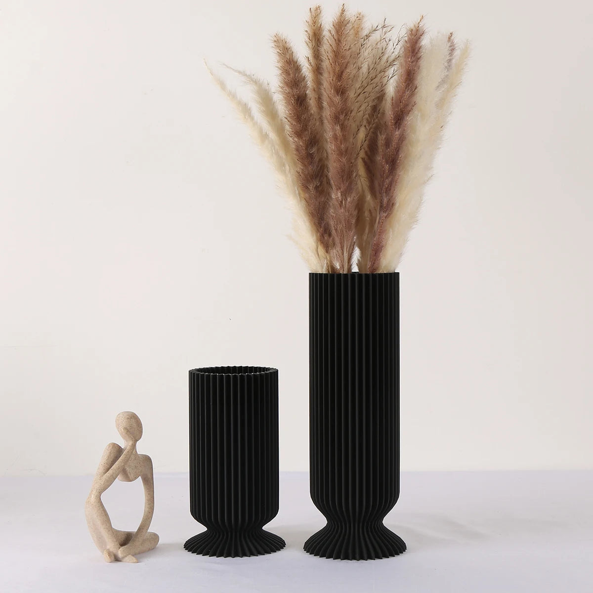 Elegant Black Plastic Vase - Boho Chic Decorative Centerpiece for Home, Office, and Living Room