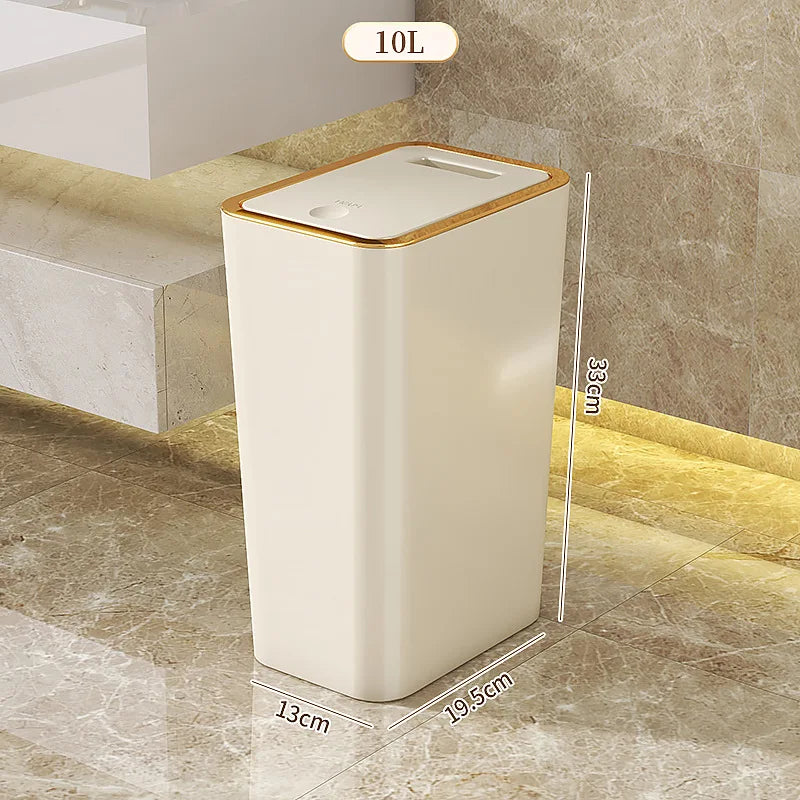 Garbage Bin For Household Square Press Style Luxury Style Living Room Kitchen Bathroom With Lid Garbage Bin