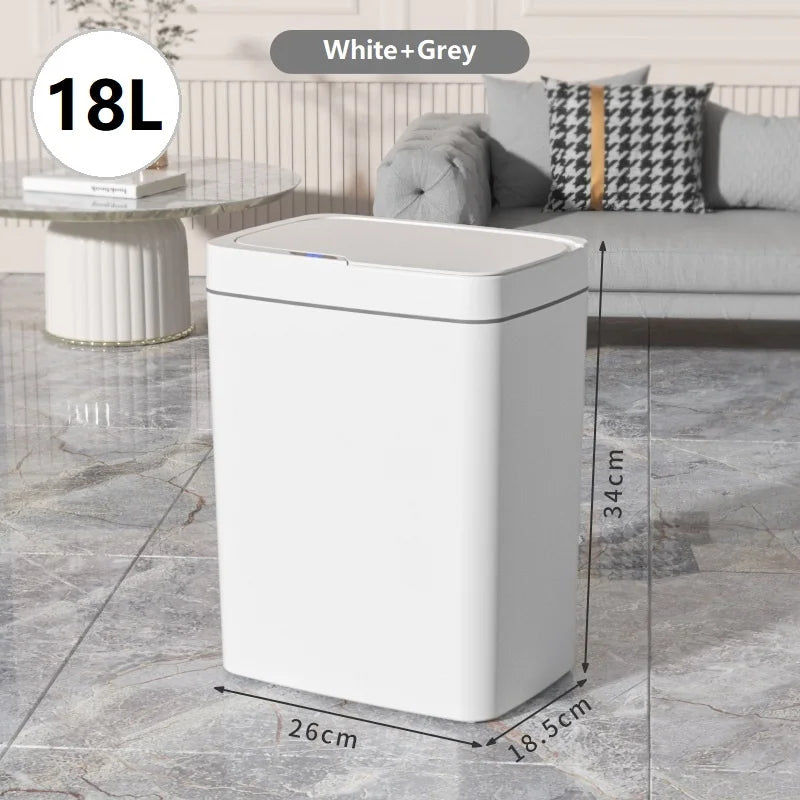 15/18L Smart Sensor Trash Can Garbage Bucket Waterproof Narrow Seam Automatic Trash Bin Wastebasket for Kitchen Toilet Bedroom