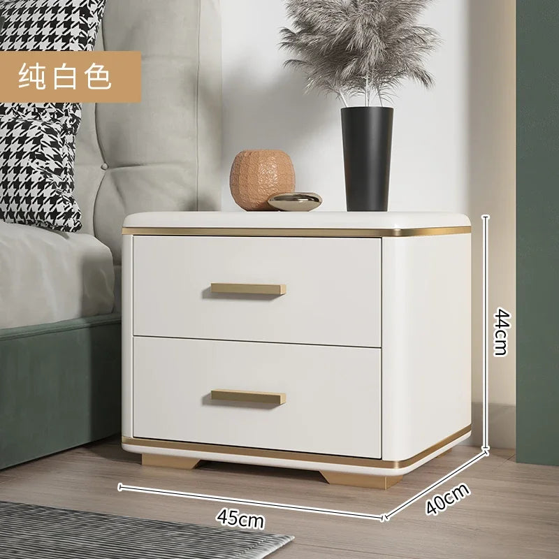 Bedside cabinet, simple, modern, light luxury, simple household small bedroom, bedside cabinet, solid wood, white storage cabine