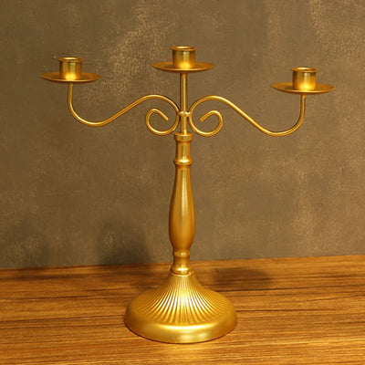 Metal Candle Holder European Style 3/5 Branches Candle Stick Gold Iron Candelabra Wedding Candlestick Holders for Home Decor