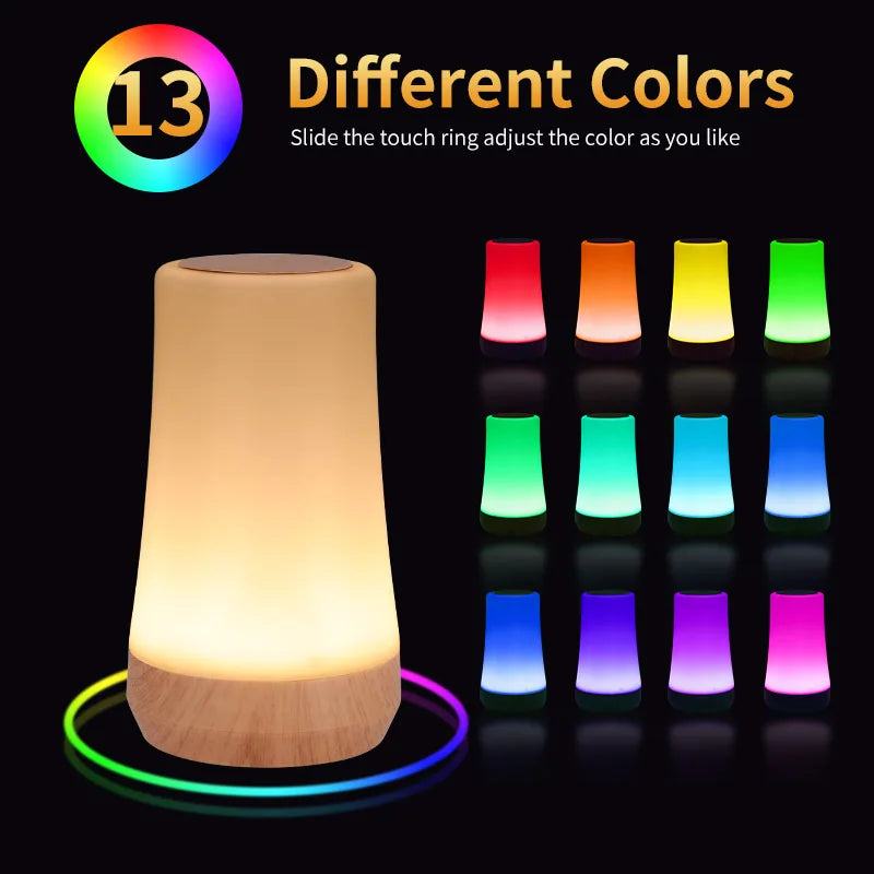 Color Changing Night Light RGB Remote Control Touch Dimmable Lamp Portable Table Bedside Lamps USB Rechargeable Night Lamp