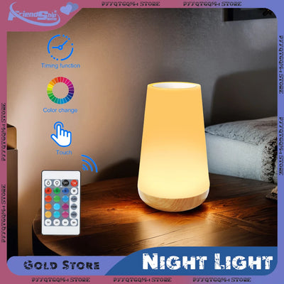 Night Light 13 Colors Changing RGB Lamp Remote Control Touch Dimmable Lamp Portable Table Bedside Lamps USB Rechargeable Lamps