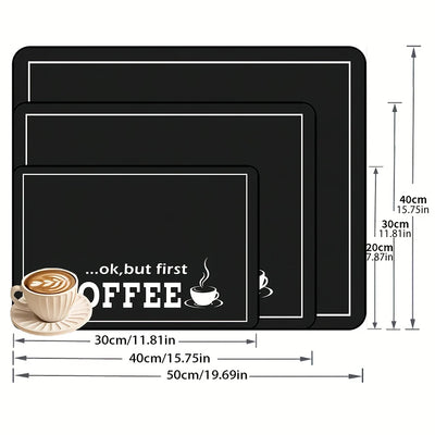 1pc black letter Coffee printed coffee machine mat modern minimalist style kitchen counter quick water absorption drying mat