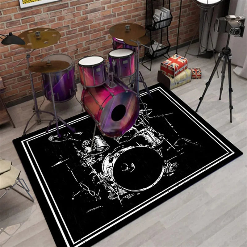 Drum Kit Carpet for Living Room Bedroom Decoration Music Instruments Area Rugs Non-slip Home Lounge Floor Mat Kitchen Doormat