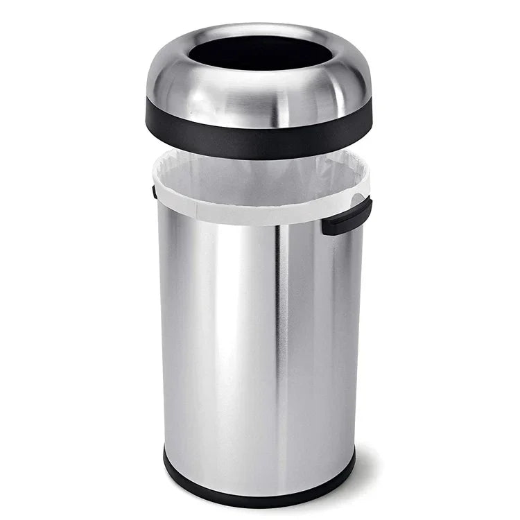 Hot sales13 Gallon 16 Gallon 60 Liter Brushed Stainless SteelCommercial Grade Heavy Gauge Bullet Open Top Trash Bin for Househol