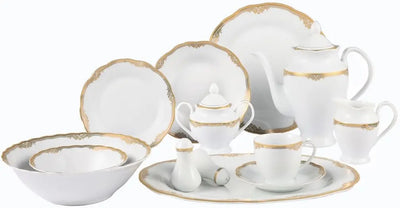 57-Piece Wavy Porcelain Dinnerware Set