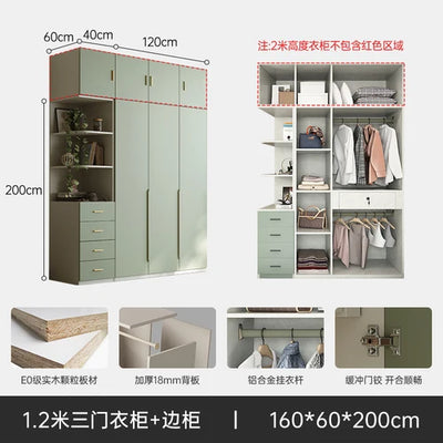 Green Wooden Wardrobe Storage Hanging Large Portable Organizer Wardrobe Bedroom Multifunction Kleiderschrank Room Furniture