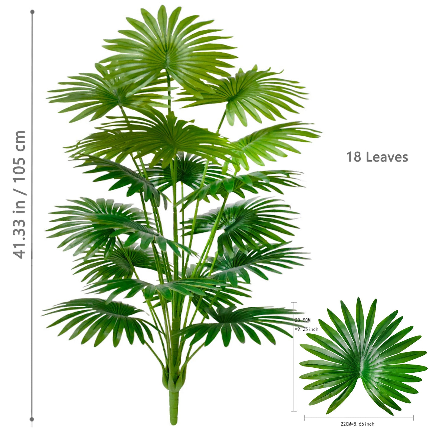 60-105cm/41.33in  Artificial fan leaf tropical plant large fake palm office home holiday decoration