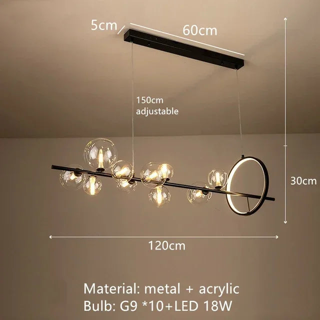 Home Indoor LED Glass Chandeliers G9 Pendand Hanging Lighting Fixture Living Room Restaurant Pendant Lamps Black Gold Suspension