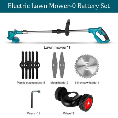 1500W Electric Grass Trimmer with1/2 Battery Lawn Mower Powerful Cutter Weeder 7800RPM Cordless Cutting Machine Weed Garden Tool