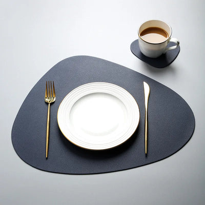 PU Placemats for Table Waterproof Anti-Slip Insulation Leather Tableware Place Mats Set Nordic Style Coaster Kitchen Cup Mat