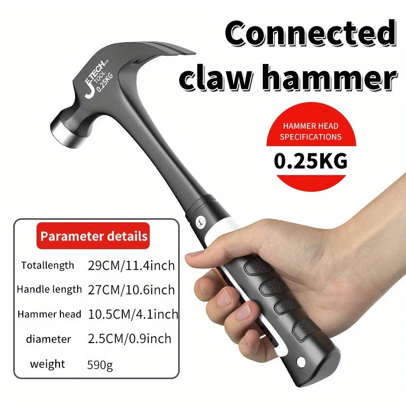 1pc Integrated Claw Hammer, Professional Woodworking Joinery Home Carpentry Hand Hammer, Nail Hammer, Non-Slip Multifunctional H