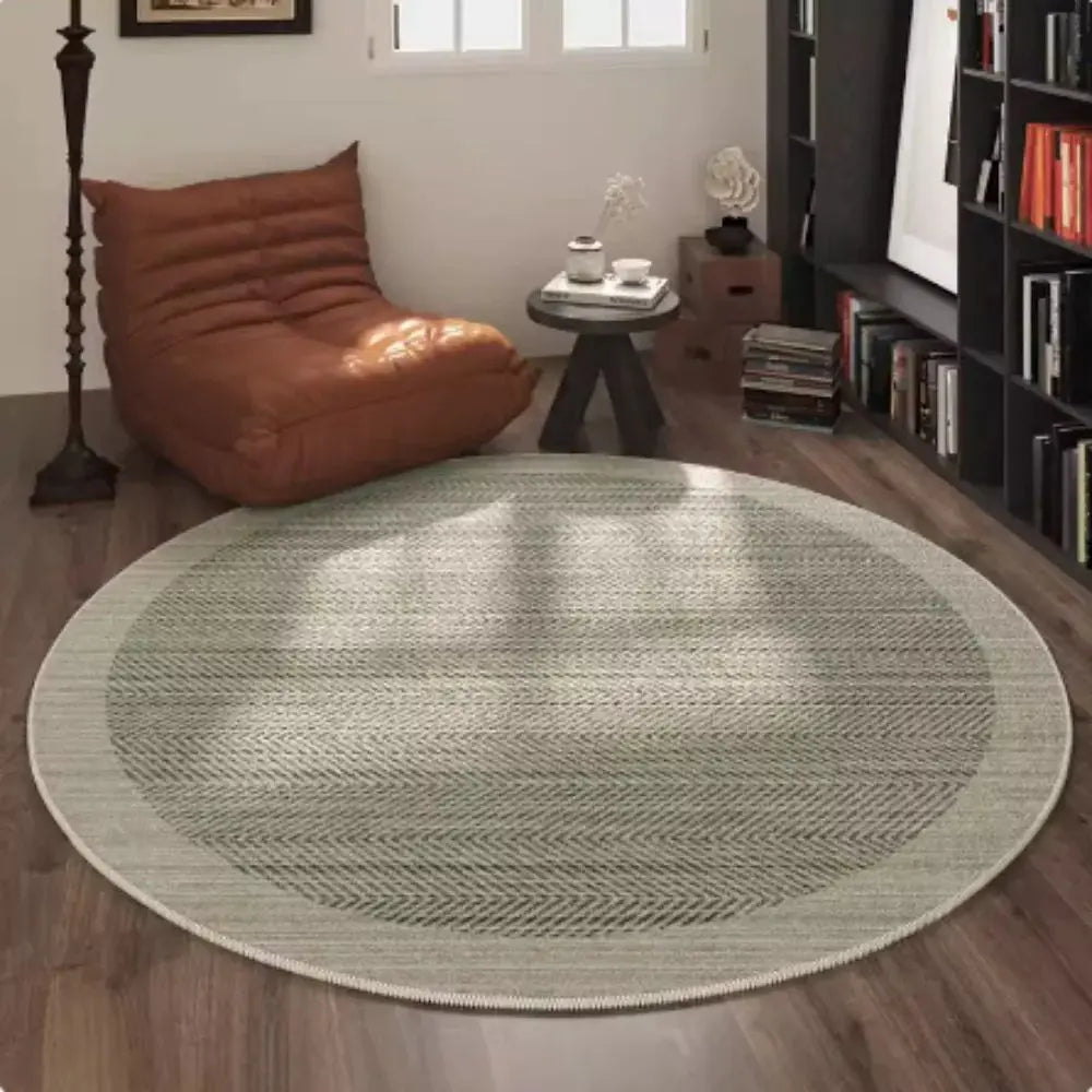 VIKAMA Nordic Classic Folk Style Round Loop Fleece Rug Room Bedside Study Sofa Coffee Table Stain and Slip Resistant Carpet