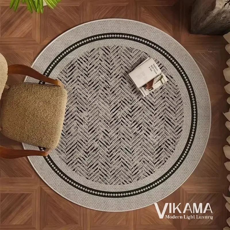 VIKAMA Round Simple Light Luxury Upgraded Material Living Room Bedroom Kitchen Bathroom Thickened Floor Mats Rug Carpet