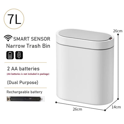 Smart Trash Can Narrow 7/9L Waterpoof Bathroom Toilet Garbage Bin Kitchen Baskets Dustbin Automatic Sensor Trash Can Wastebasket