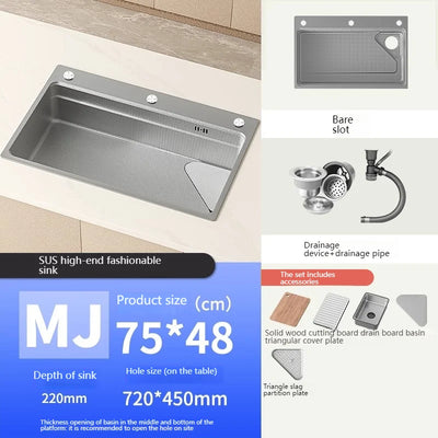 304 Stainless Steel Kitchen Sink Silver Embossed Large Single Slot Undermount Basin Dishwasing Sinks For Kitchen