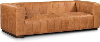 POLY & BARK Argan 93" Sofa in Full-Grain Pure-Aniline Italian Tanned Leather in Cognac Tan