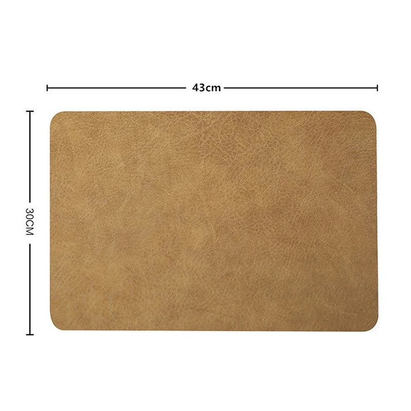 1pcs Light Luxury Solid Leather Placemat Coffee Brown PU Table Mat Waterproof Oilproof Heat-Insulated Plate Bowl Pad Table Decor