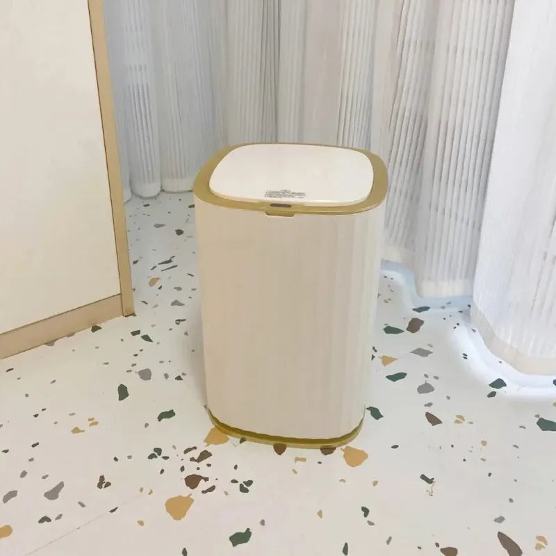 15L Automatic Sensor Trash Can Waterproof Bathroom Trash Bin Kitchen Food Waste Garbage Cube Toilet Paper Basket Home Dustbin