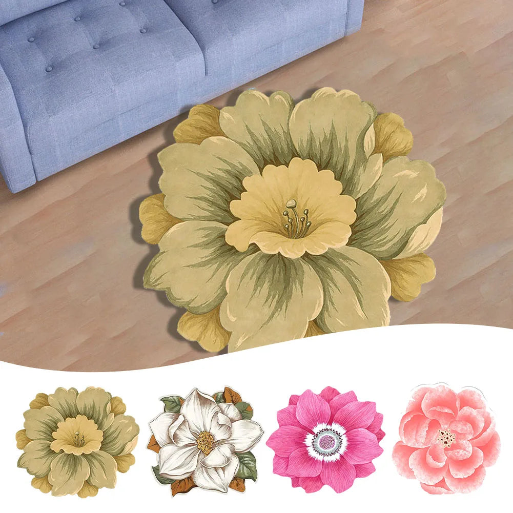 40x40cm Small Flower Shaped Carpets Lotus Floor Mat For Living Room Sofa Mat Bathroom Water Absorbing Anti-skid Rugs