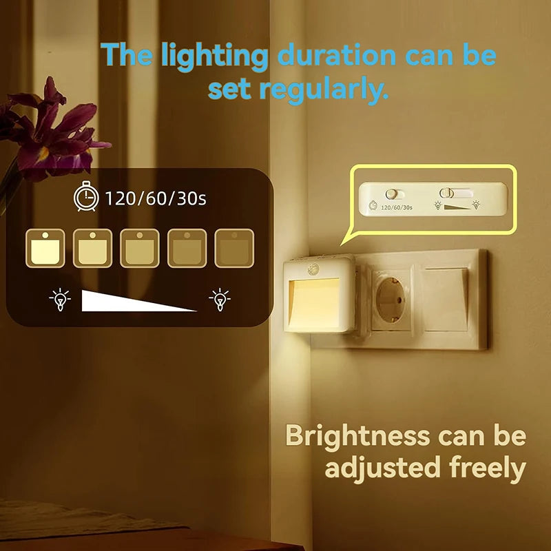 EU Plug Human Body Sensing Light, Bedroom Corridor Embedded LED Motion Sensor, Night Light, Automatic Eye Protection Decorative