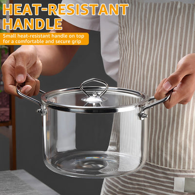 Glass Cooking Pot 2.5L/3.5L Heat Resistant Simmer Pot Dual Handles Pots with Pot Lid Borosilicate Glass Cookware Kitchen Tools