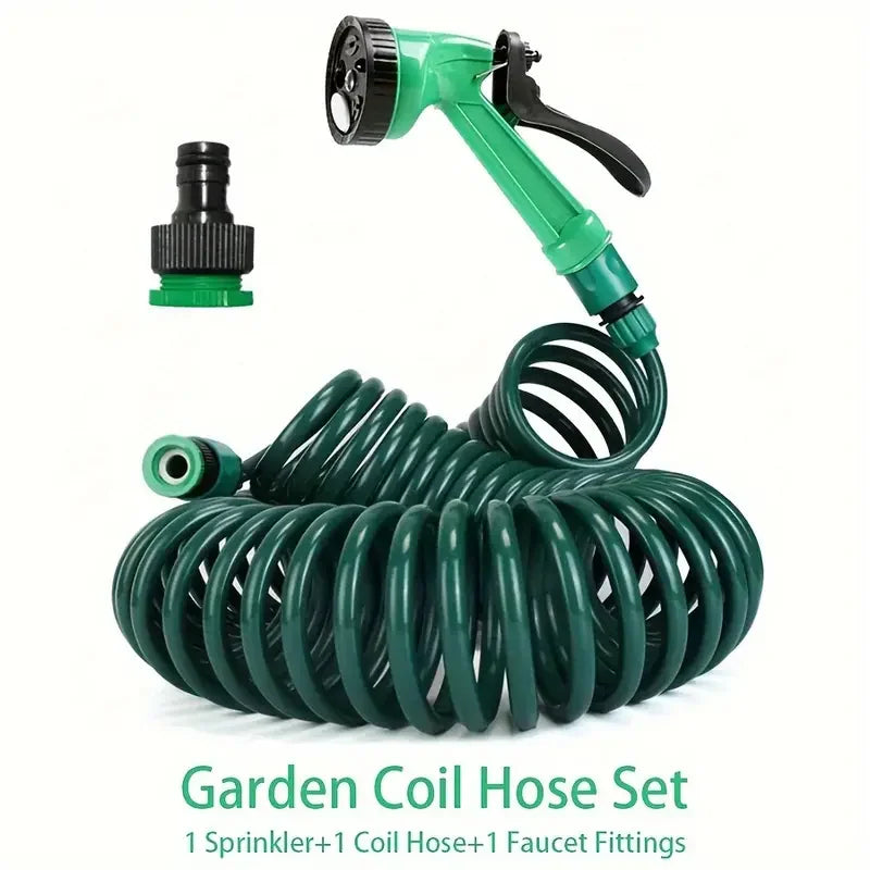 7.5m 25ft EVA garden telescopic spring hose garden hose plastic multifunctional car wash water spray gun set For home use