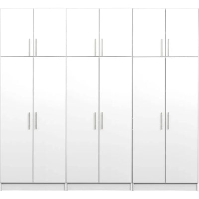 Functional 6 Piece Garage Cabinet & Storage System Set D, Easy Garage Closet Shop Cabinet 16" D x 96" W x 89" H, White