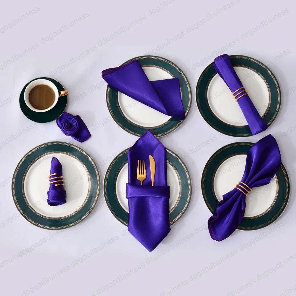 6pcs 30*30cm Satin Table Napkin Square Serving Table Napkins Wedding Party Soft Handkerchief Christmas Home Table Decoration