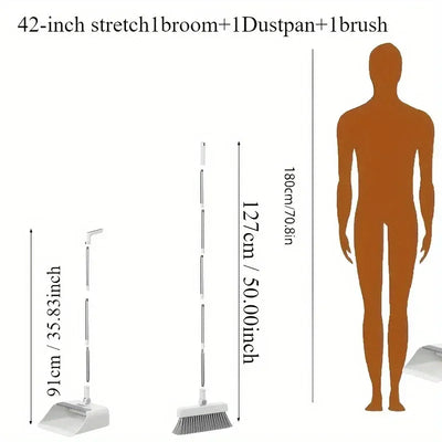 Thickened Vertical Broom Dustpan Floor Brush Set Indoor Non-Stick Hair Broom Long Handle Broom Dustpan Combination Set