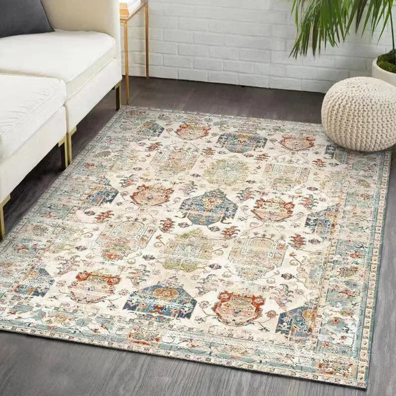 Ethnic Style Large Carpet for Living Room Bedroom Persian American Retro Bedside Floor Mat Cloakroom Area Decor Rugs Washable