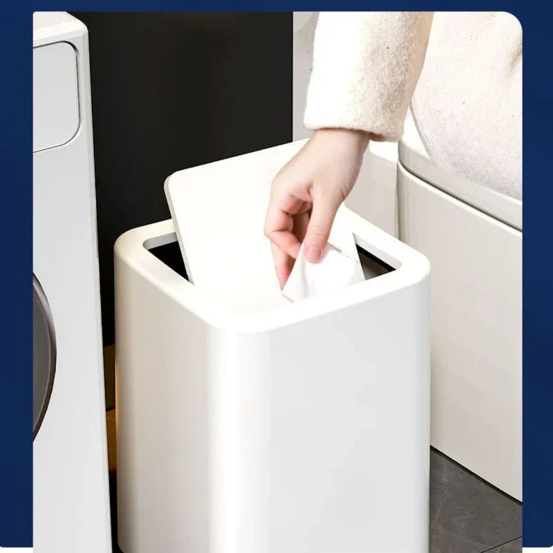 High-looking Paper Basket Bathroom Kitchen Trash Can Trash Can Household Swing Lid Toilet Living Room Office