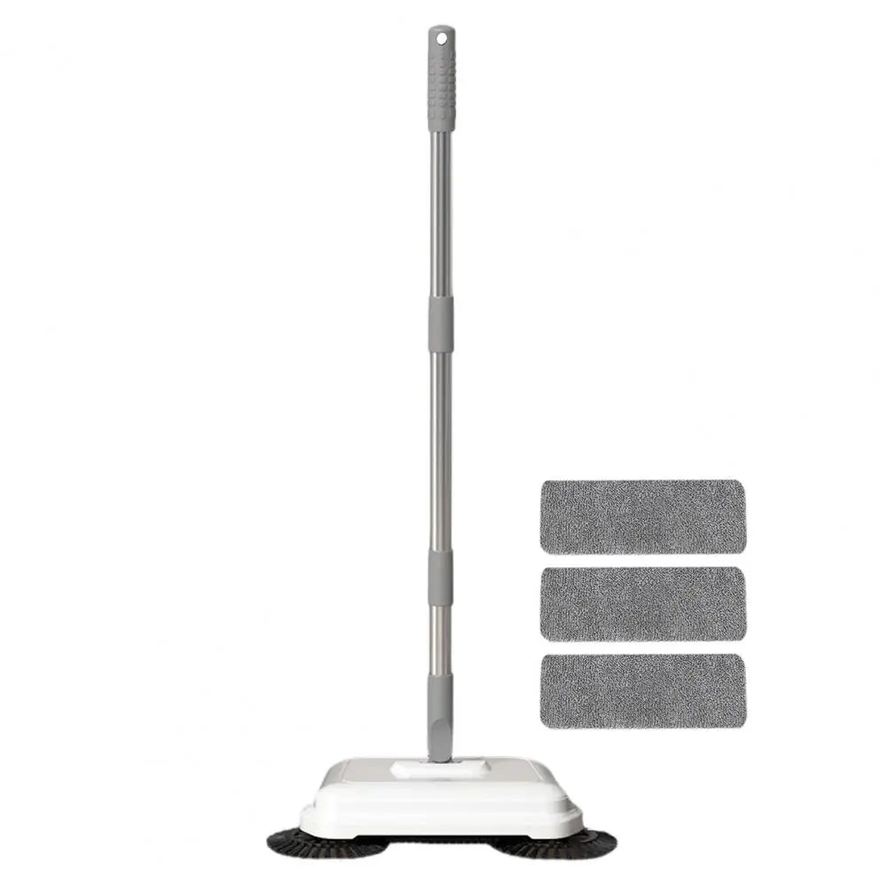 Quiet Hand Sweeper Compact Hand-push Sweeper Set for Home Office 360-degree Cleaner with Adjustable Mop Brush Wet for Apartments