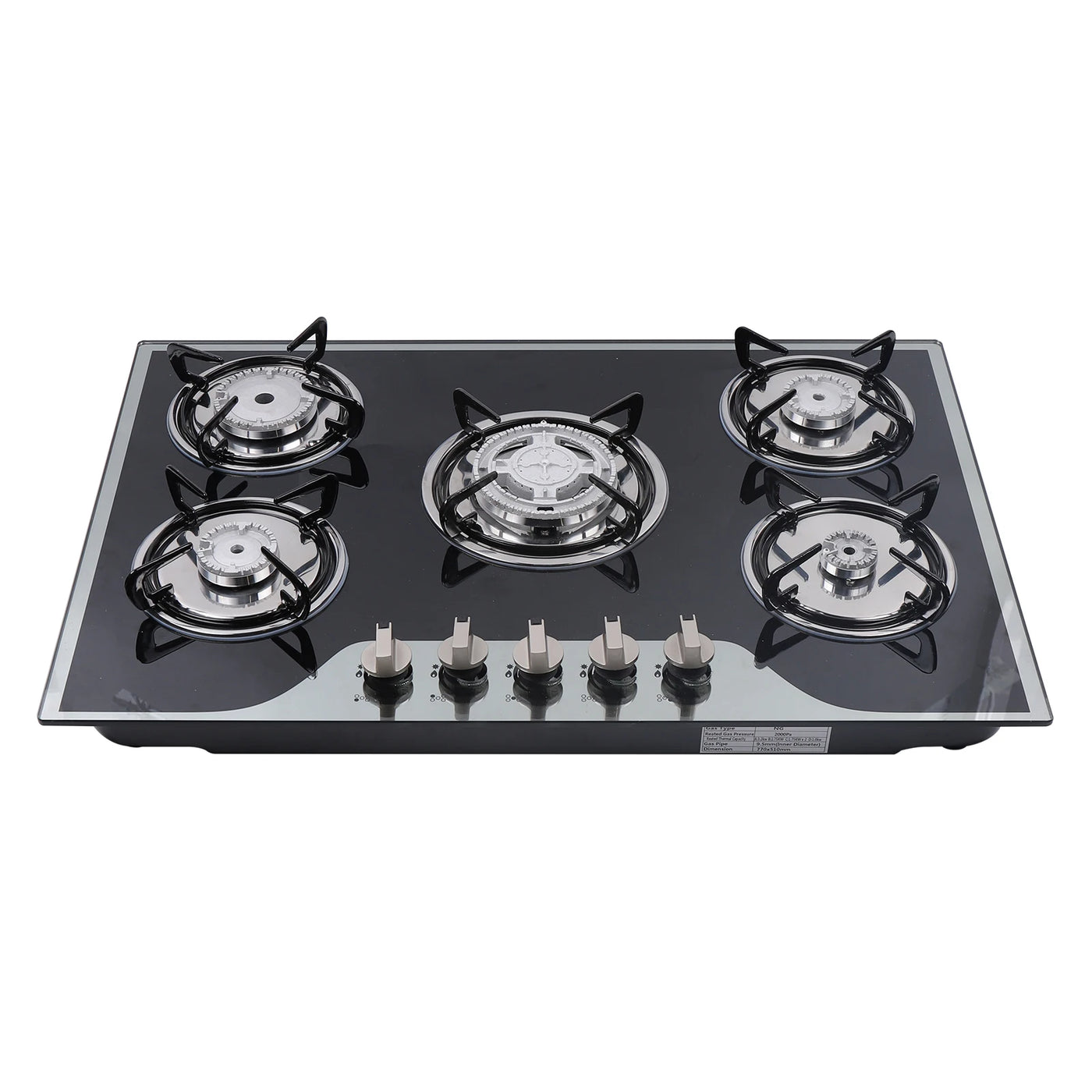 Gas Cooker LPG/NG Gas COOKTOP Built-in 5 Burner Stove Hob Cooktop Tempered Glass Operation Instruction Automatic Pulse Ignition