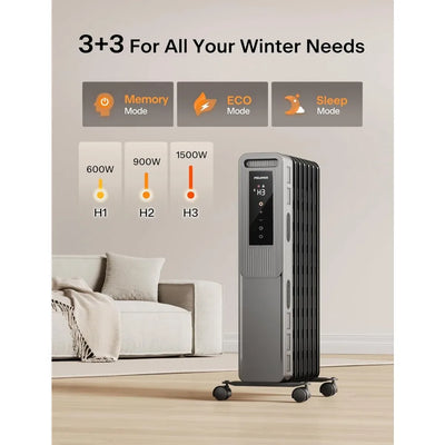 Indoor electric space heater, large room with thermostat and remote control, 24-hour timer, overheating andoverturningprotection