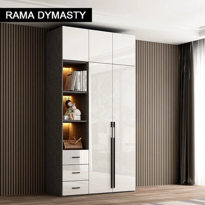 Modern minimalist light luxury high-gloss wardrobe bedroom swing door Nordic large wardrobe locker glass door  closet