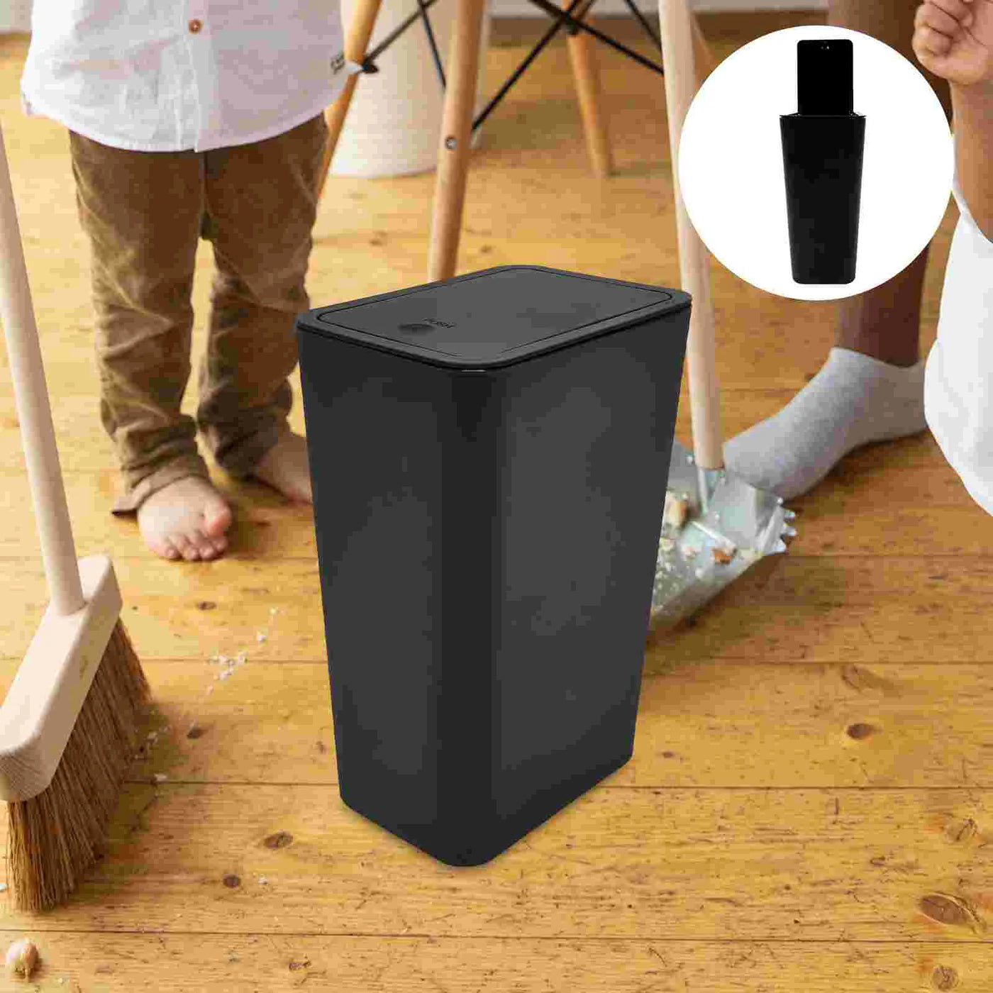 Cover Bathroom Trash Can Office Trashcan Wastebasket Plastic Bin Household Garbage