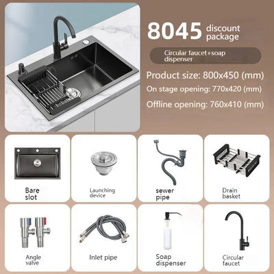 Stainless Steel Kitchen Sink Large Single Slot Undermount Basin Household Washbasin Multifunctional Sinks Apartment