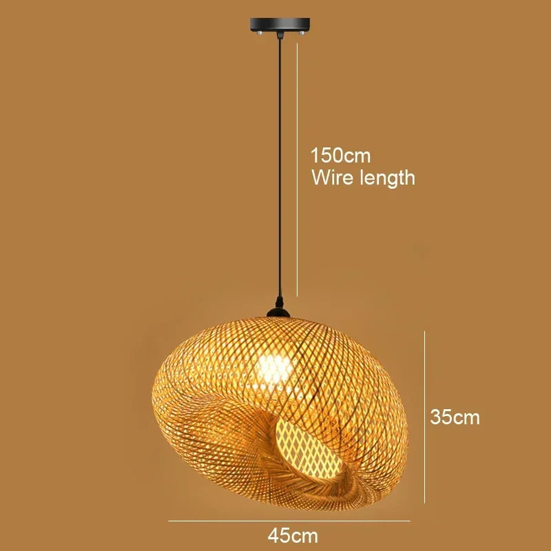 Big Size Bamboo Pendant Lamp Natural Rattan Chandeliers E27 Hand-knitting Café Restaurant Living Room Decor Hanging Lamp Indoor