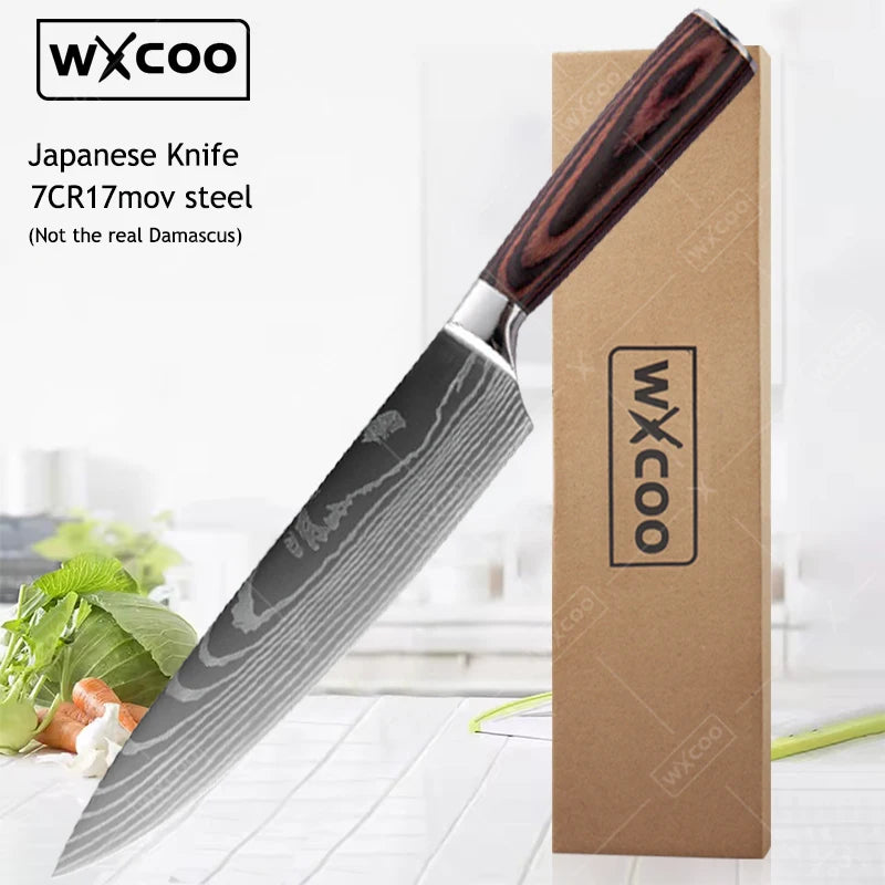 WXCOO Professional Chef Knife Kitchen Knives 67 Layers Damascus Steel  Japanese Hand Forged  Chef Cleaver Slicing Kitchen Knife