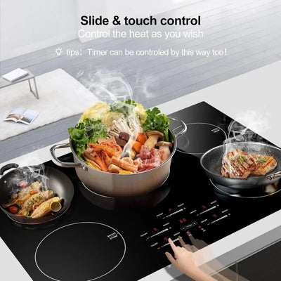 30 Inch10600W Induction Cooktop,AMZCHEF 9 Levels Electric Cooktop with 5 BOOST Burners,Bulid-in Induction Cooktop Control