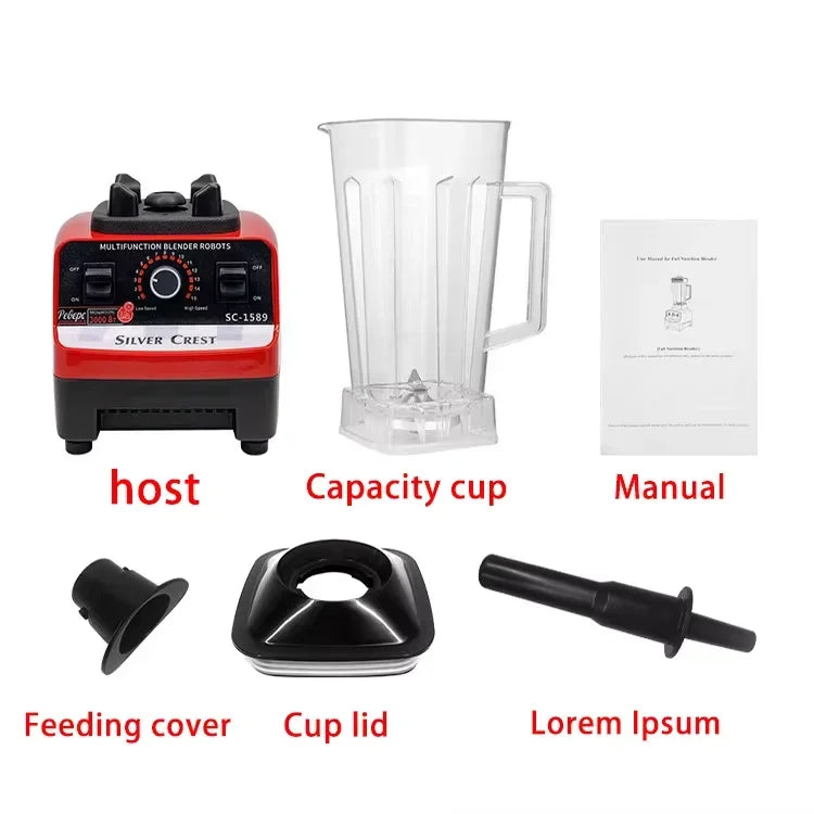 2024 Kitchen Appliances Moulinex Silver Crest Blender Sc-1589 Pure Copper Motor 4500w 2 In 1 Food Processor Smoothie Mixer