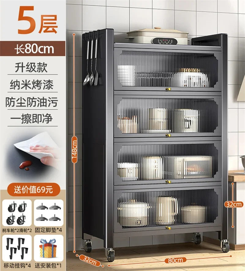 Modern Metal Kitchen Cabinets Kitchen Furniture Multi-layer Storage Cabinet Floor Racks Multi-functional Tableware Cabinet U